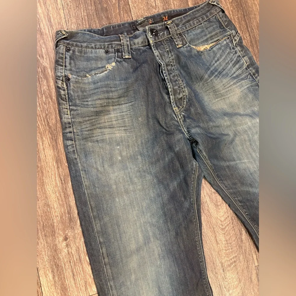 Ed Hardy Men's 34x34 Denim by Christian Audigier Jeans Dark Blue Wash ButtonFly